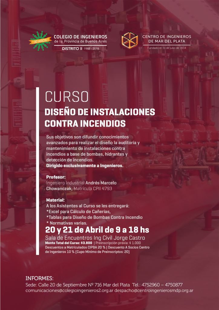 CURSO DISEÑO DE INSTALACIONES CONTRA INCENDIOS